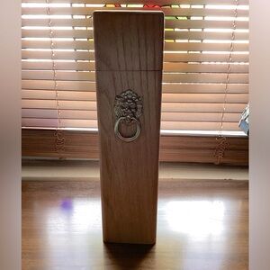 Oak fireplace match stick holder